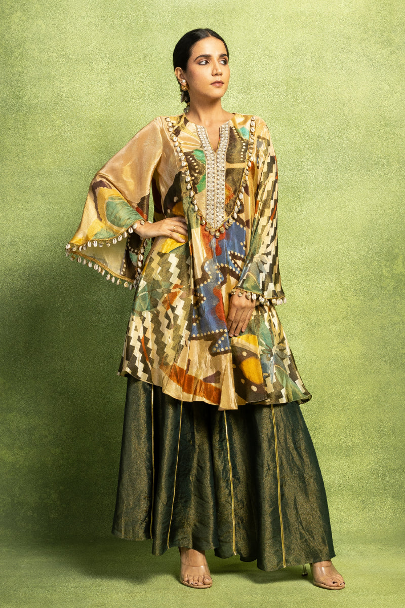 Abstract Print Kurta Set