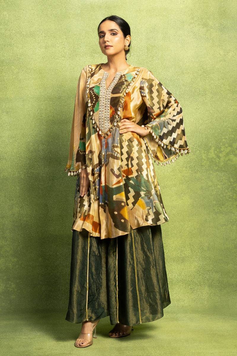 Abstract Print Kurta Set