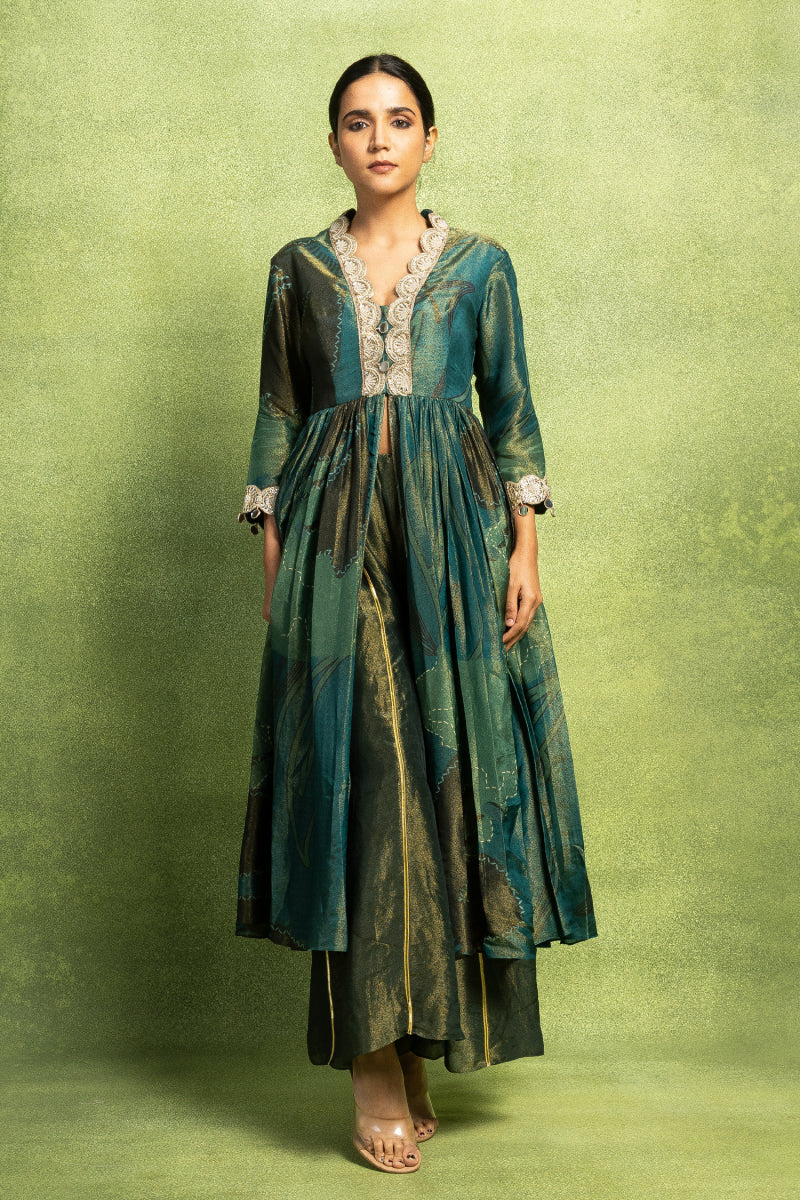 Hand Embroidered Gathered Kurta Set