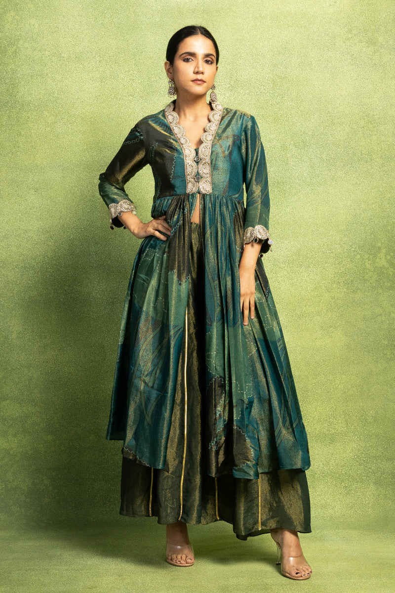 Hand Embroidered Gathered Kurta Set
