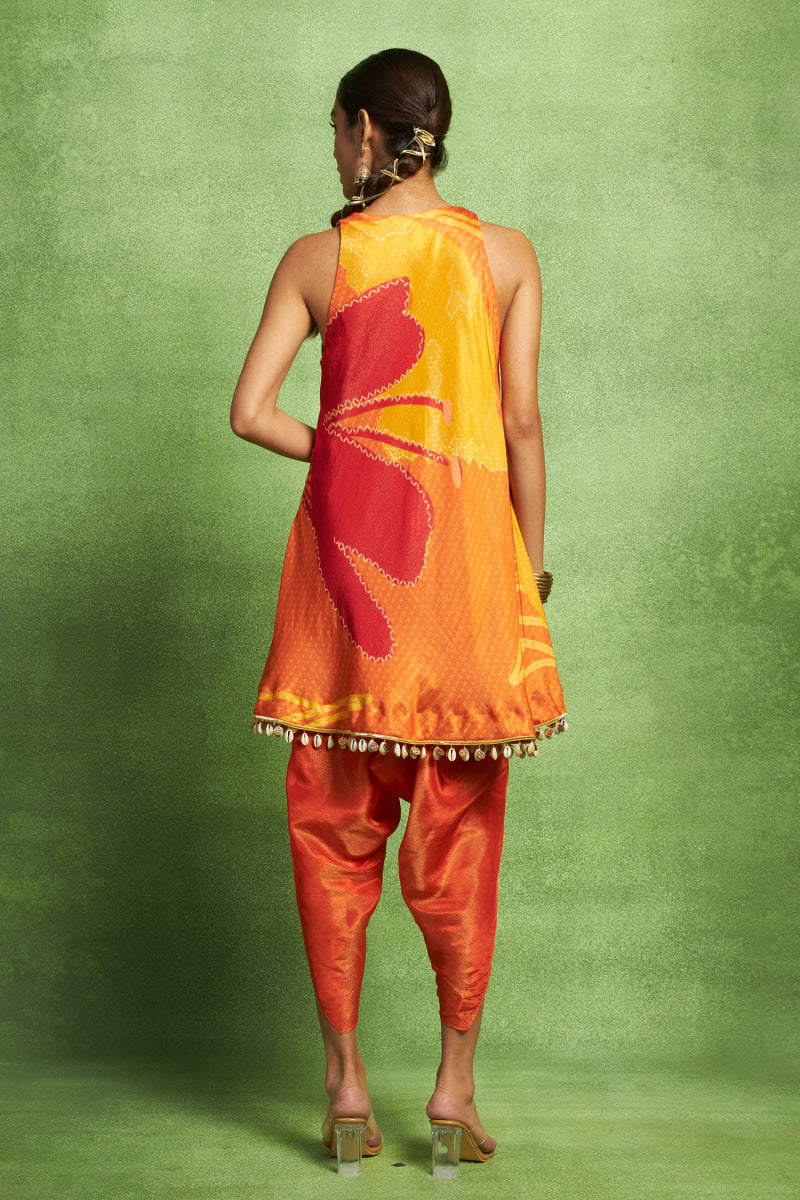 Sleeveless Kurta Set with Dhoti Pants