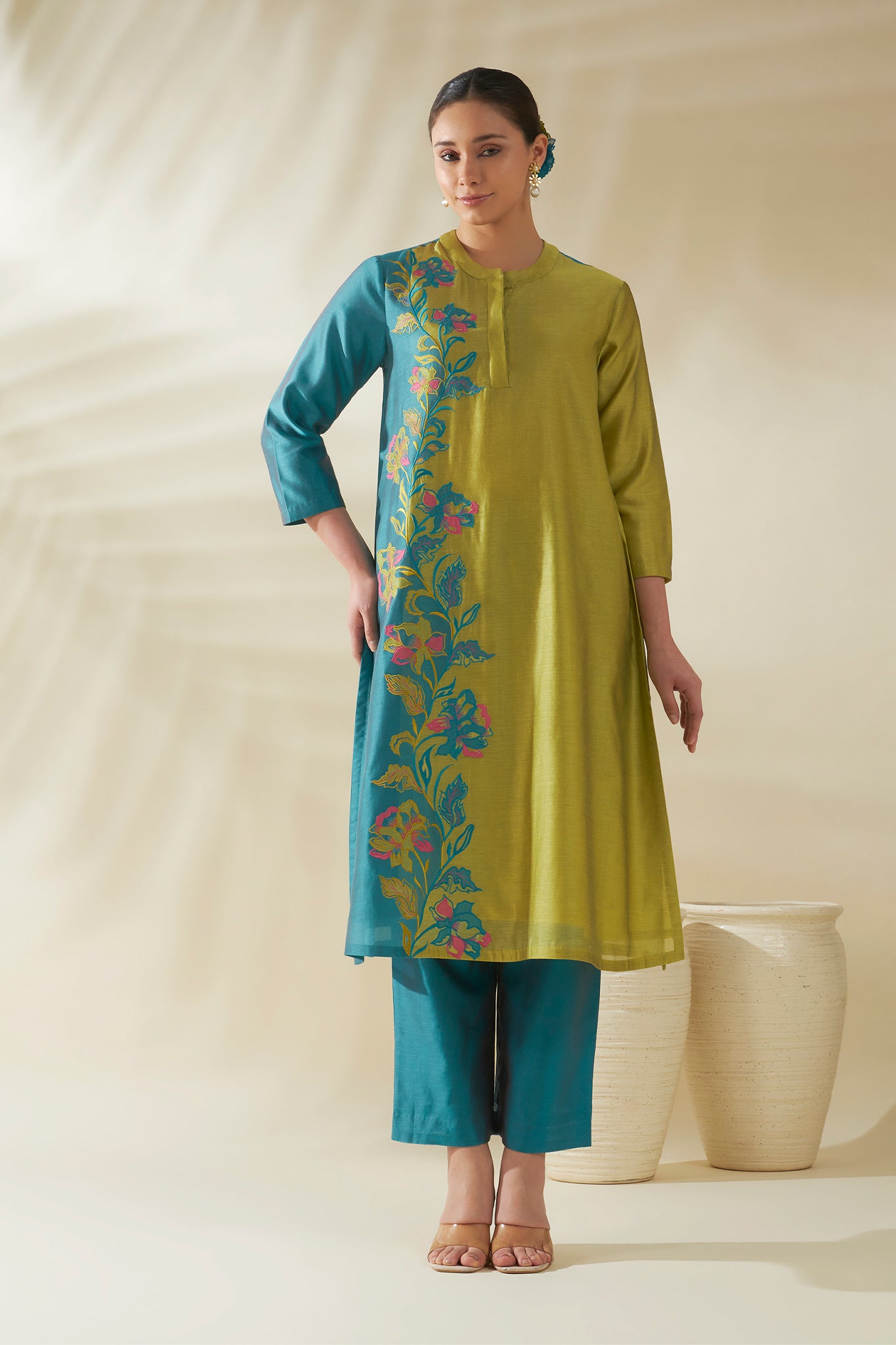 ORIGANI Blue Green Aster Suit Set