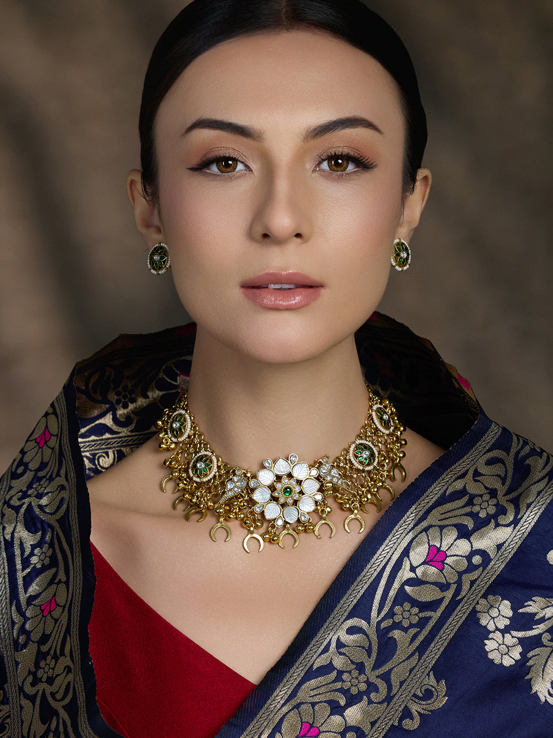 Antique Gold Floral Choker Necklace