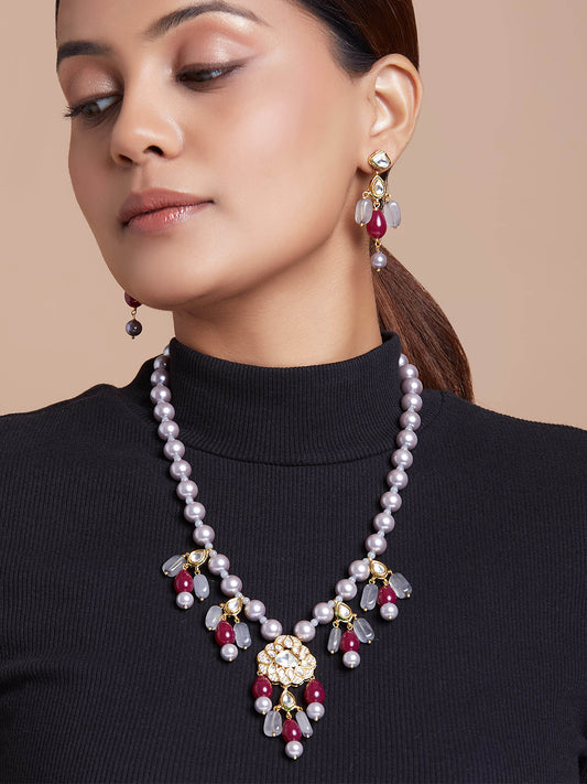 Pearl Studded Necklace Jewellery Set