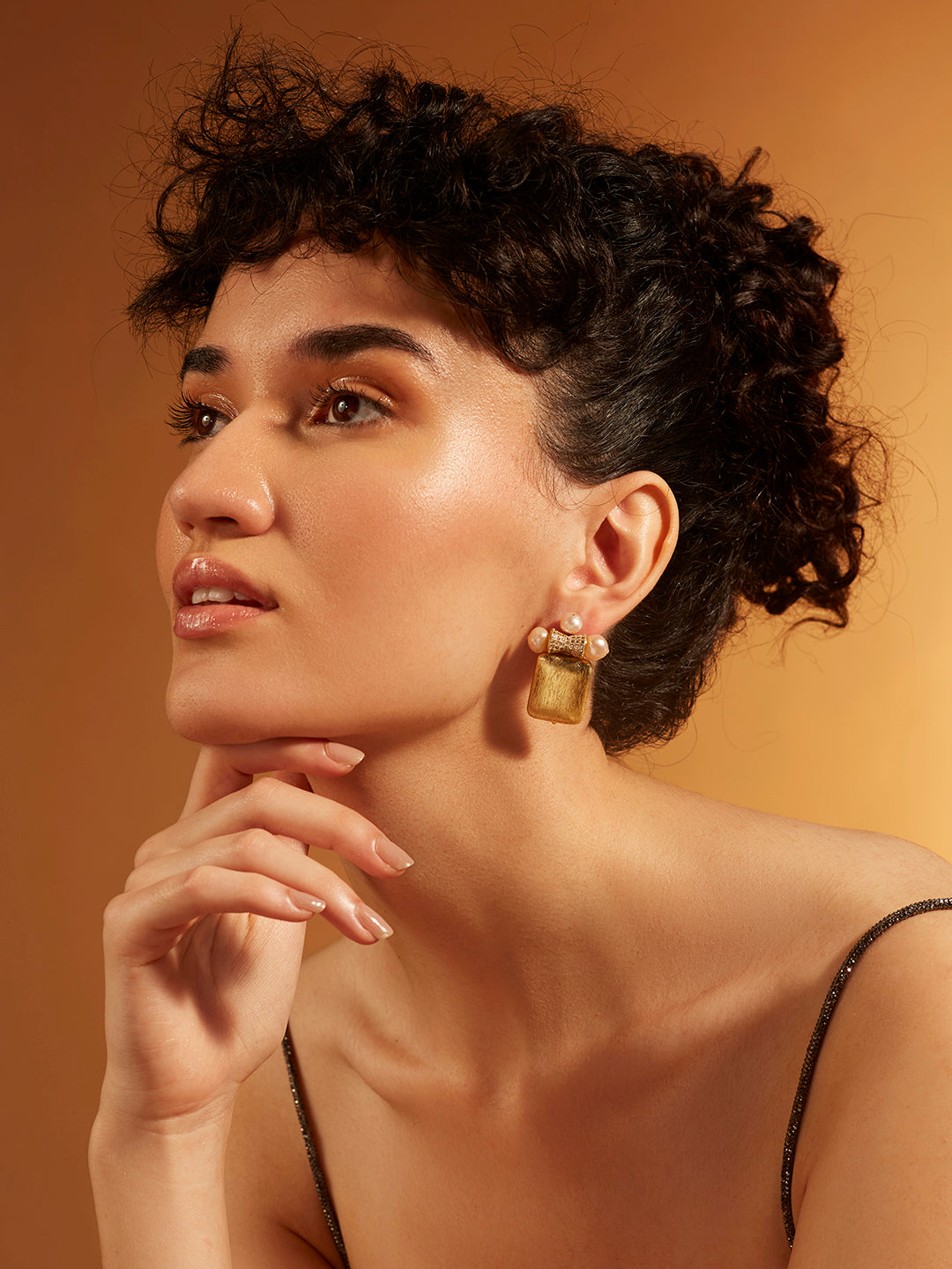 Golden Cube Stud Earrings