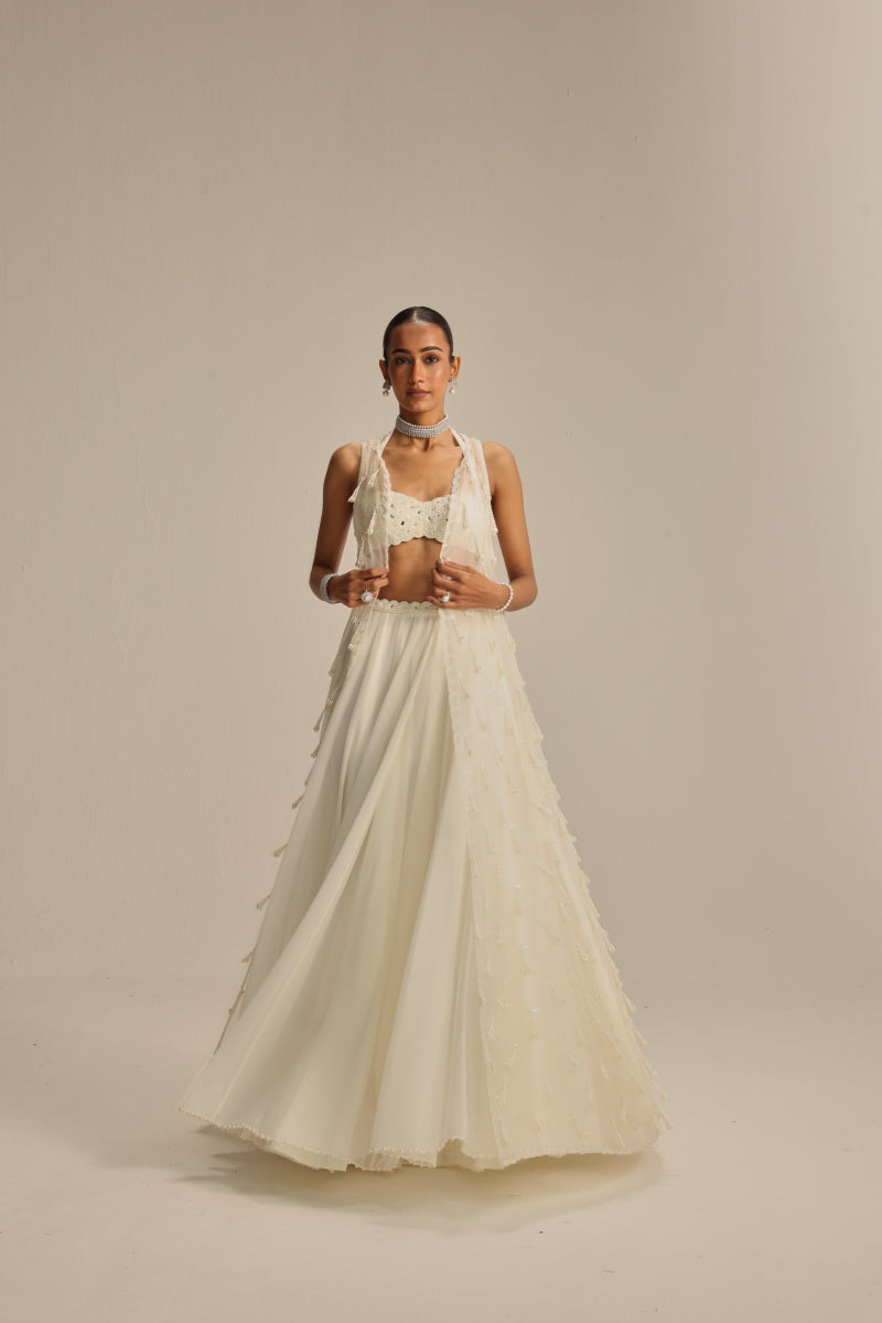 Off White Jacket Pearl and Mirror Jacket Set