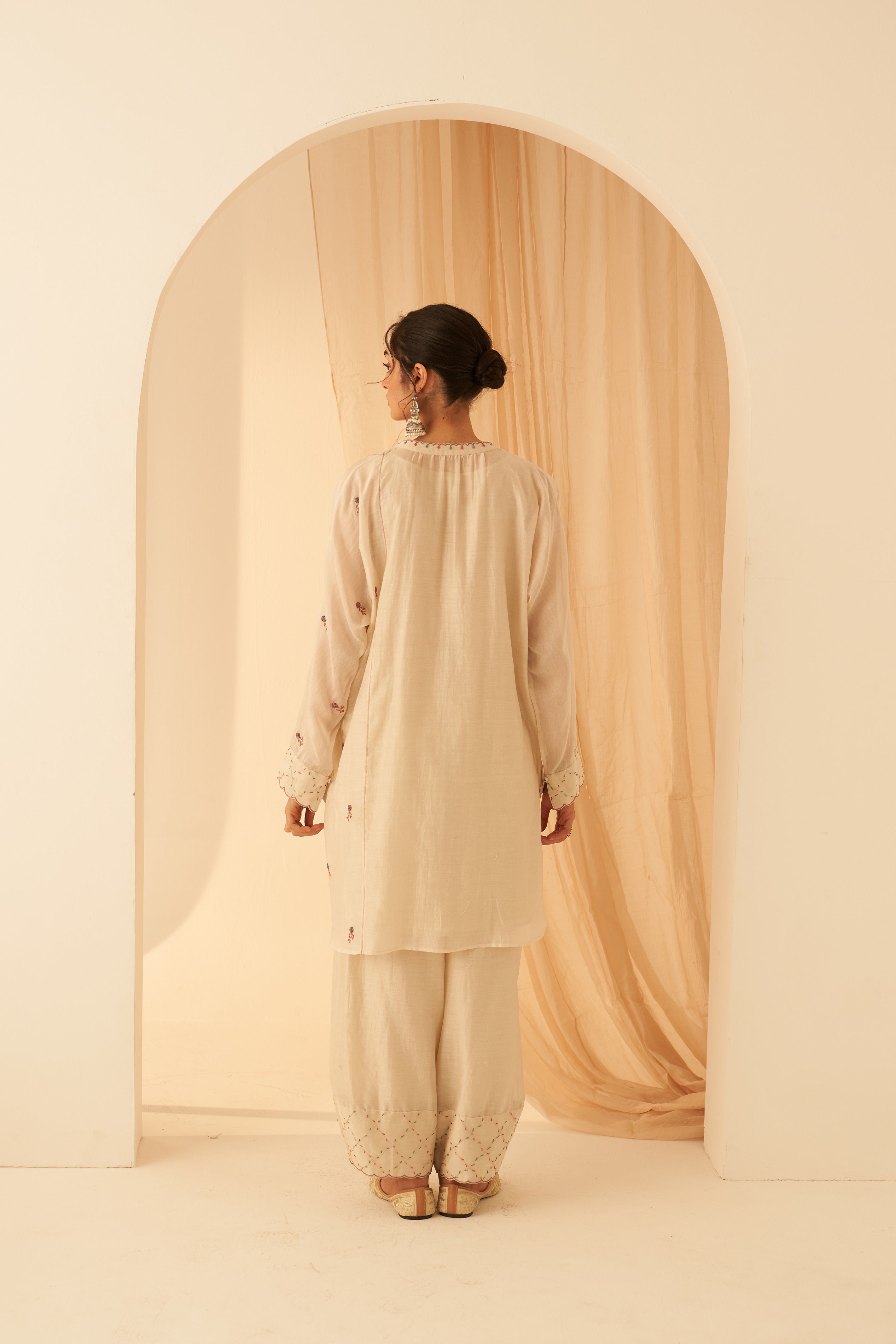 Ivory Chanderi Bullion Work Tunic Set