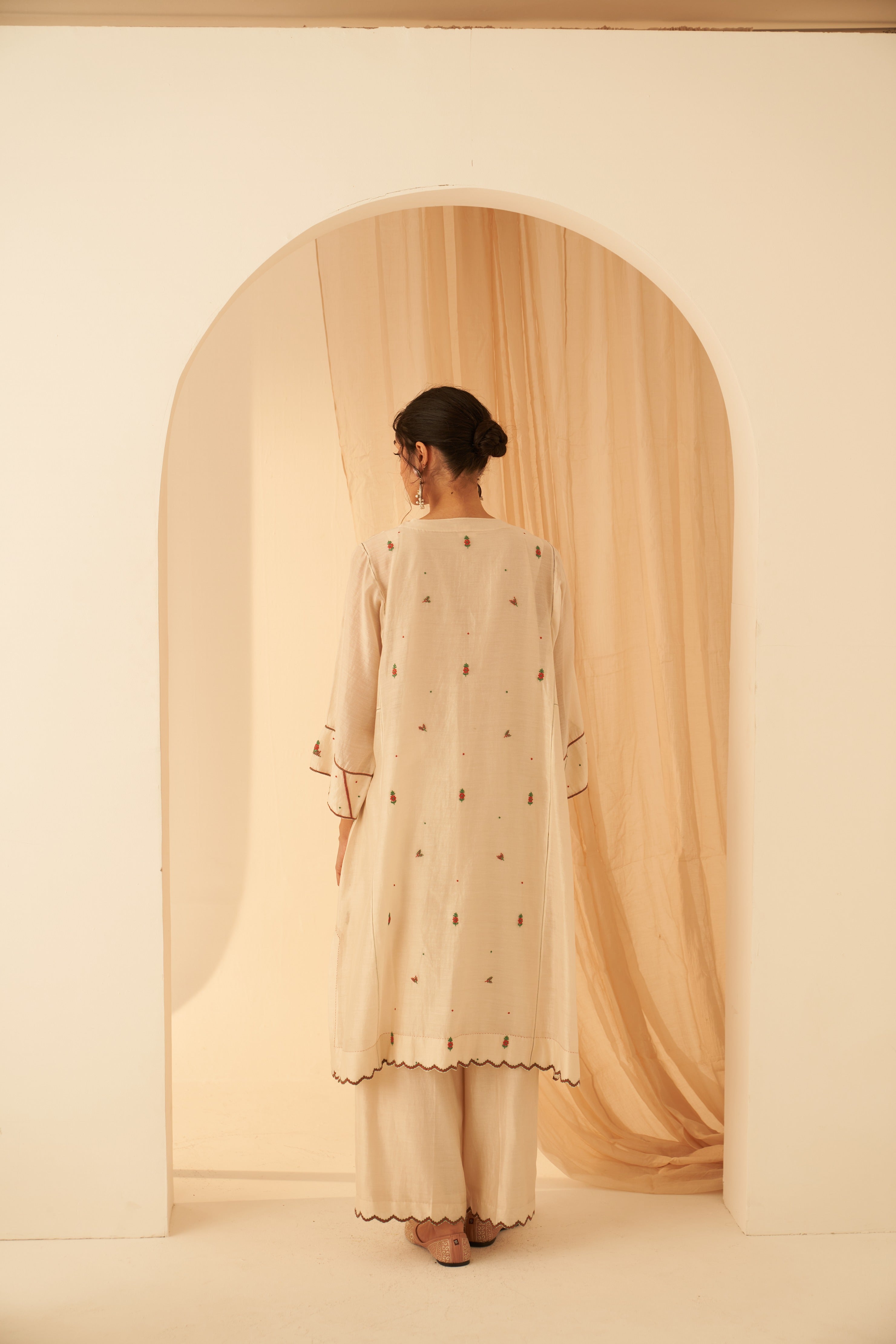 Ivory Chanderi Kurta Set