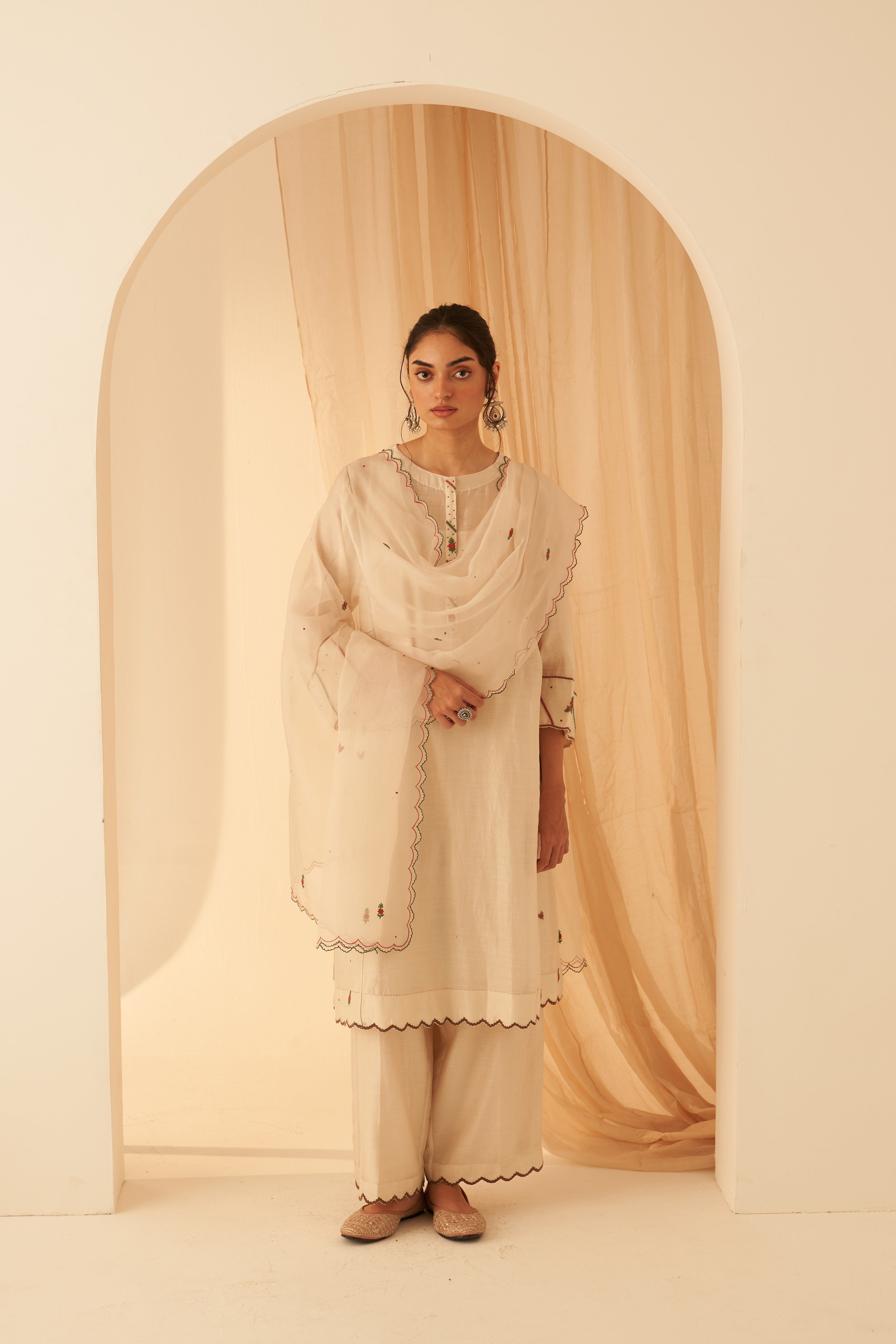 Ivory Chanderi Kurta Set