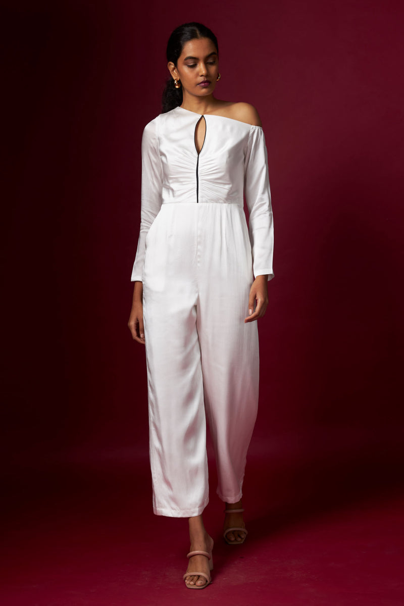 Classic White Drop Shoulder Jumpsuit