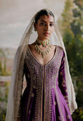 Load image into Gallery viewer, Purple jacket with ivory lehenga
