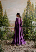 Load image into Gallery viewer, off White saree with Purple Jacket Set
