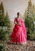 Load image into Gallery viewer, Hot pink raw silk lehenga set

