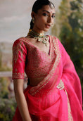Load image into Gallery viewer, Hot pink raw silk lehenga set
