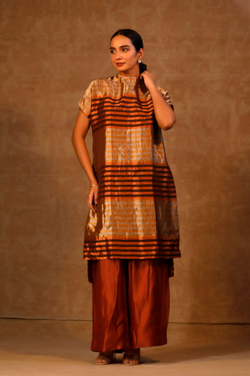 DHUN ZARI STRIPE DROP SHOULDER KURTA SET
