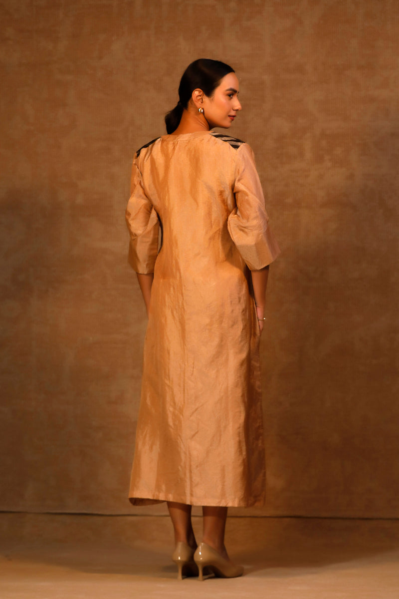 DHUN A IINE ZARI STRIPE DRESS