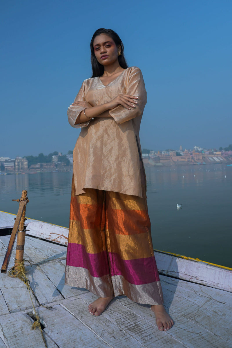 DHUN SHORT KURTA STRIPE PANT SET