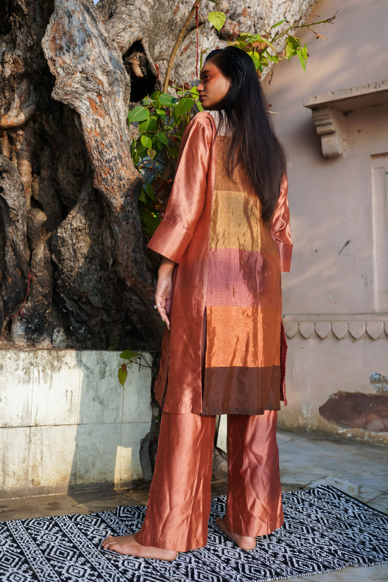 DHUN ZARI STRIPE LONG SHIRT SET