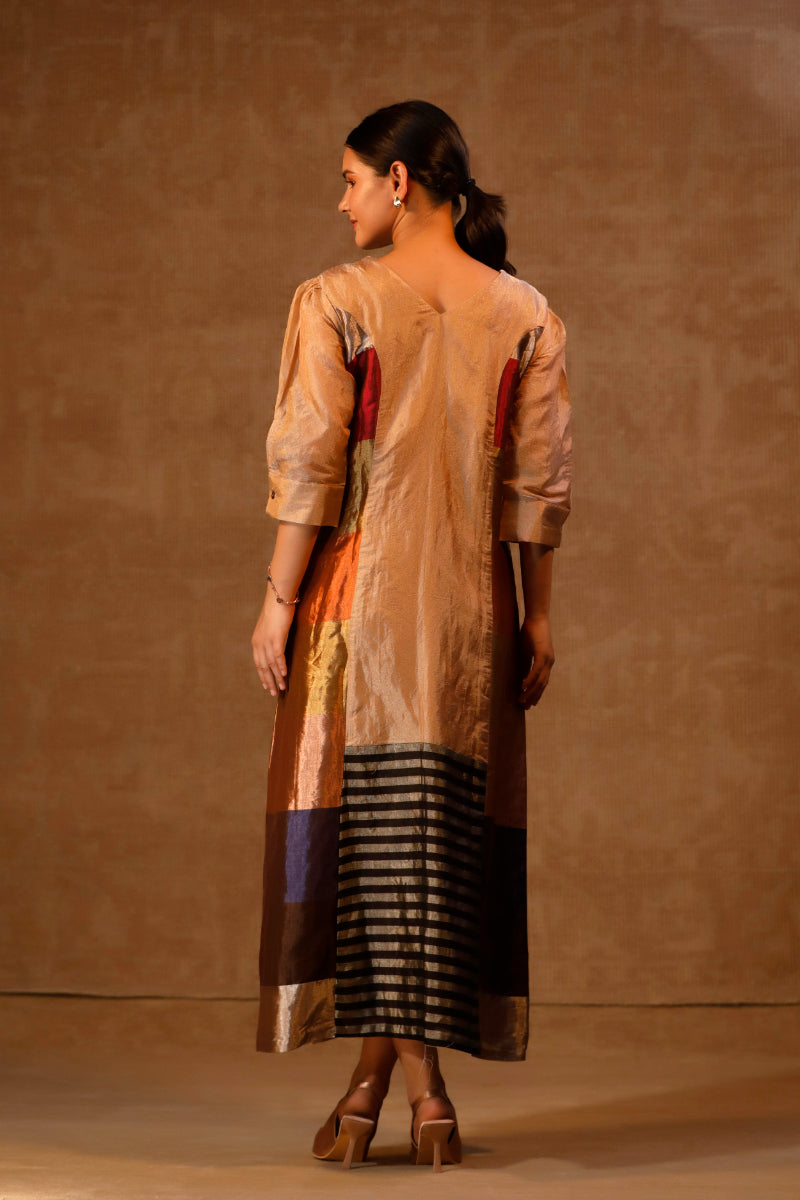 DHUN ZARI STRIPED V - DRESS