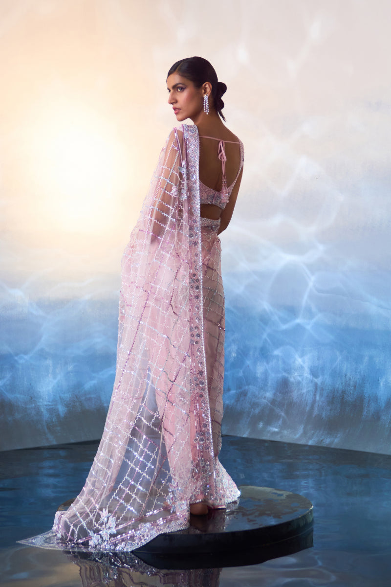 Blush Pink Net Saree