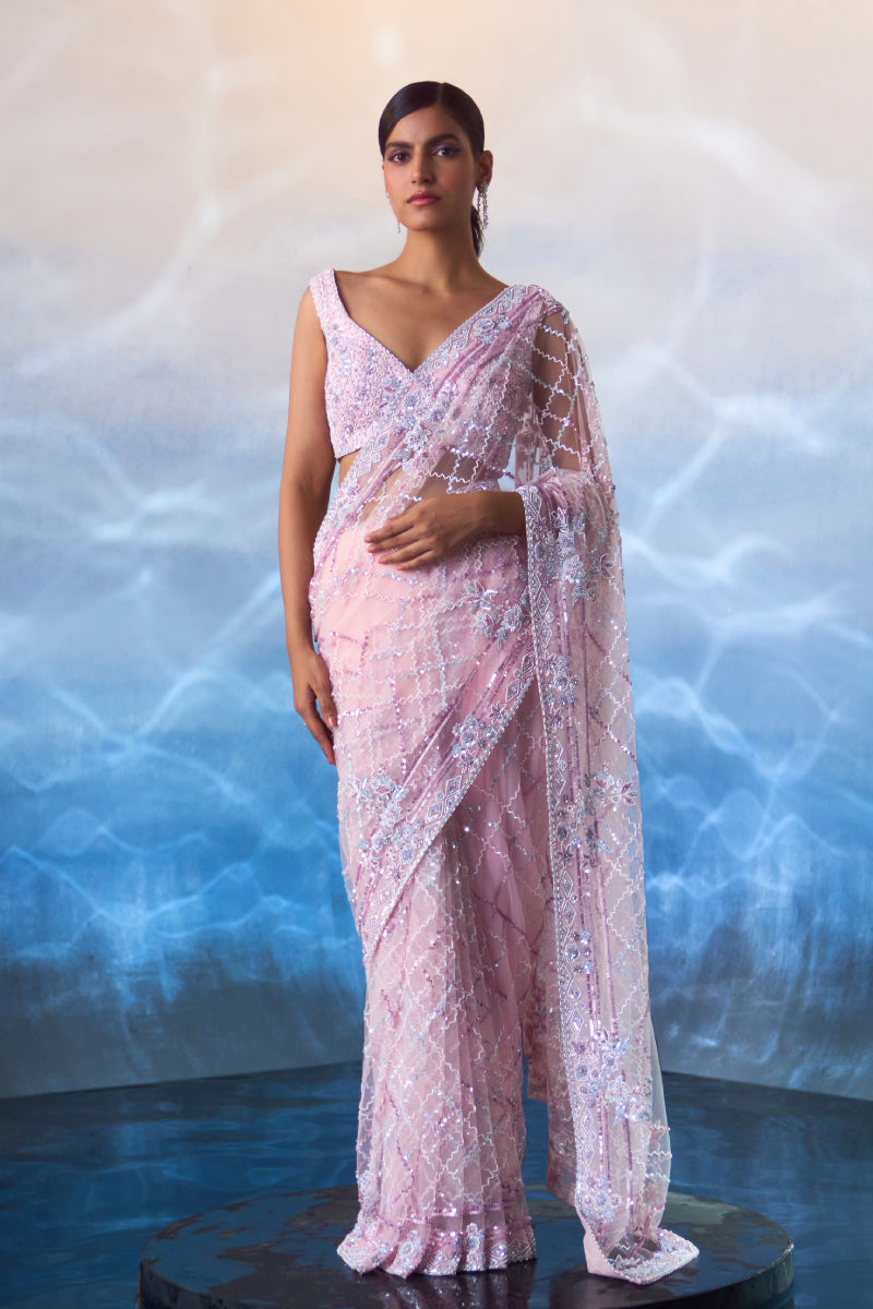 Blush Pink Net Saree