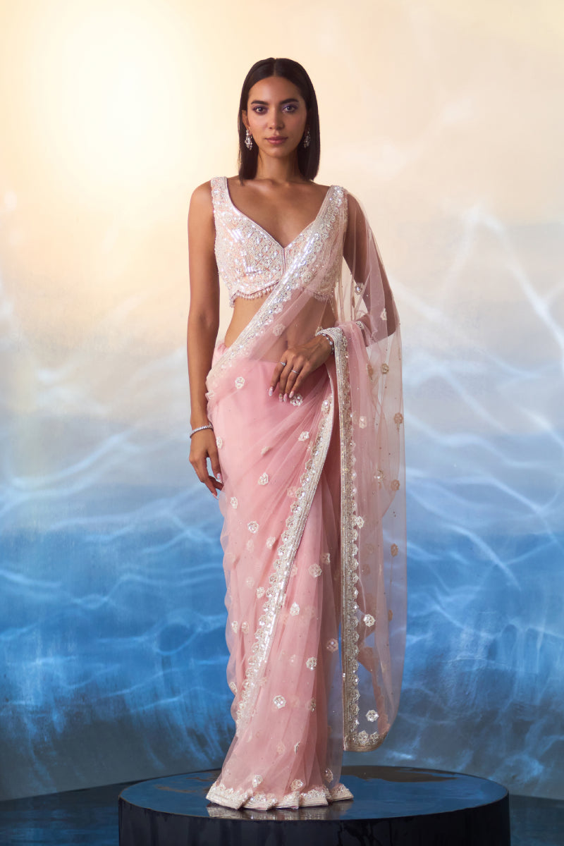 Blush Pink Net Saree