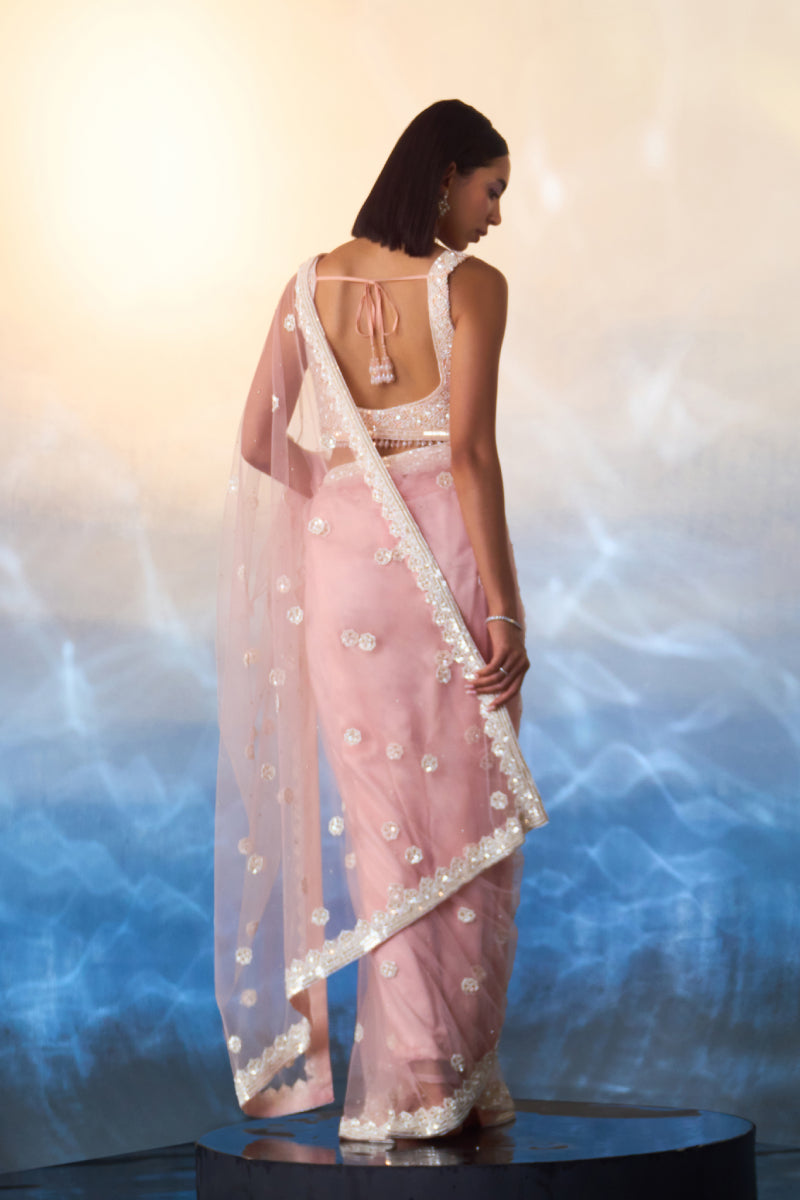 Blush Pink Net Saree