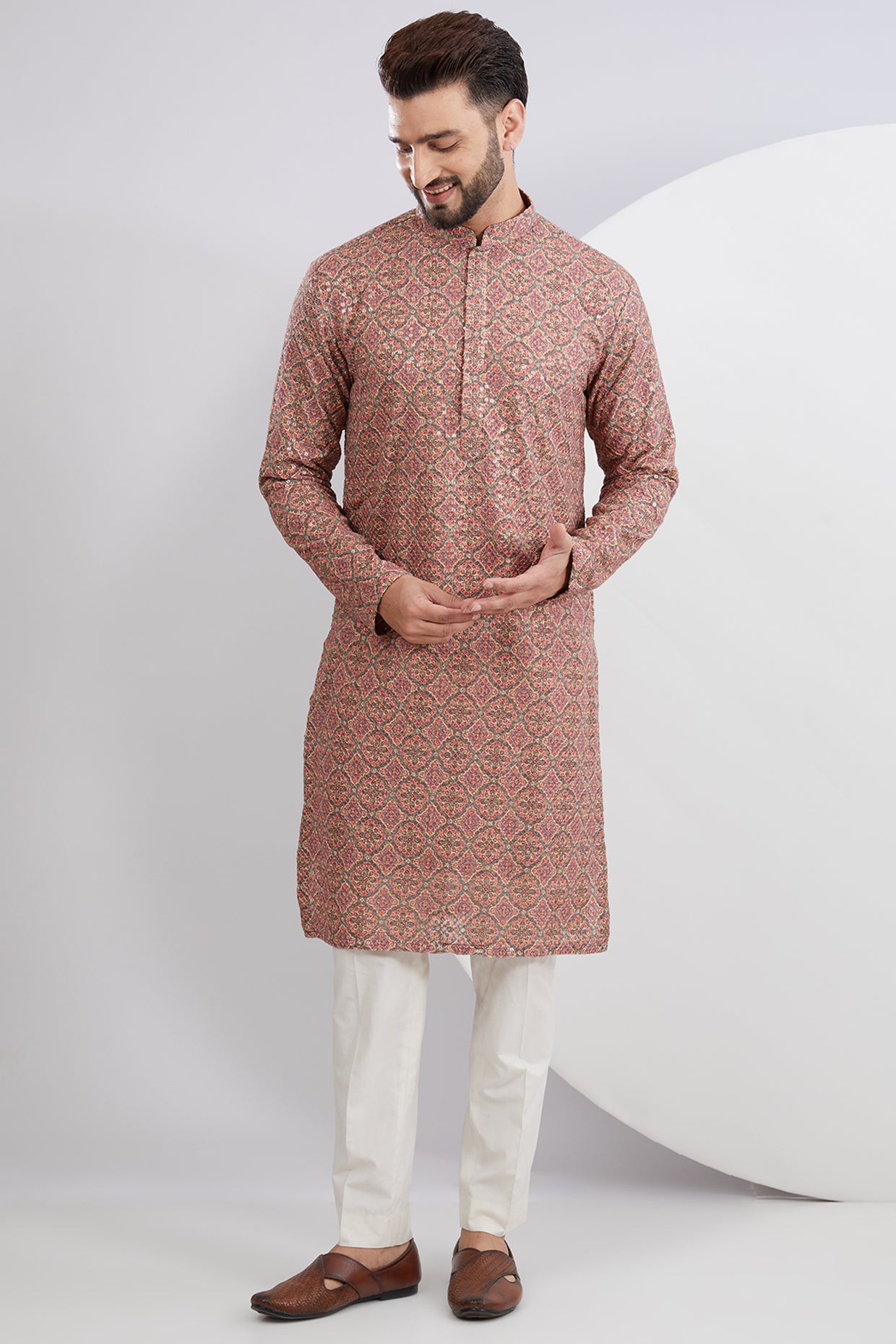 Multi Embroidered Kurta with Print