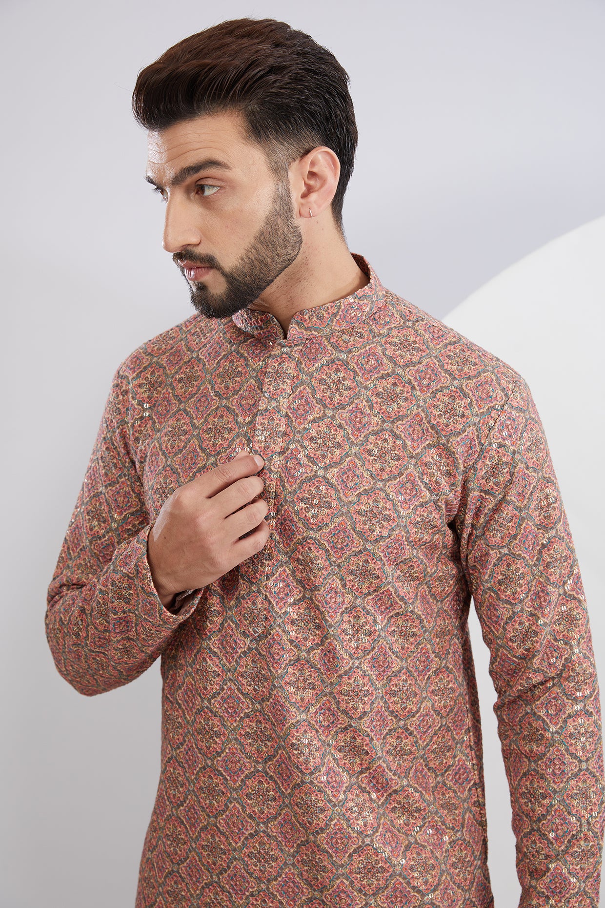 Multi Embroidered Kurta with Print