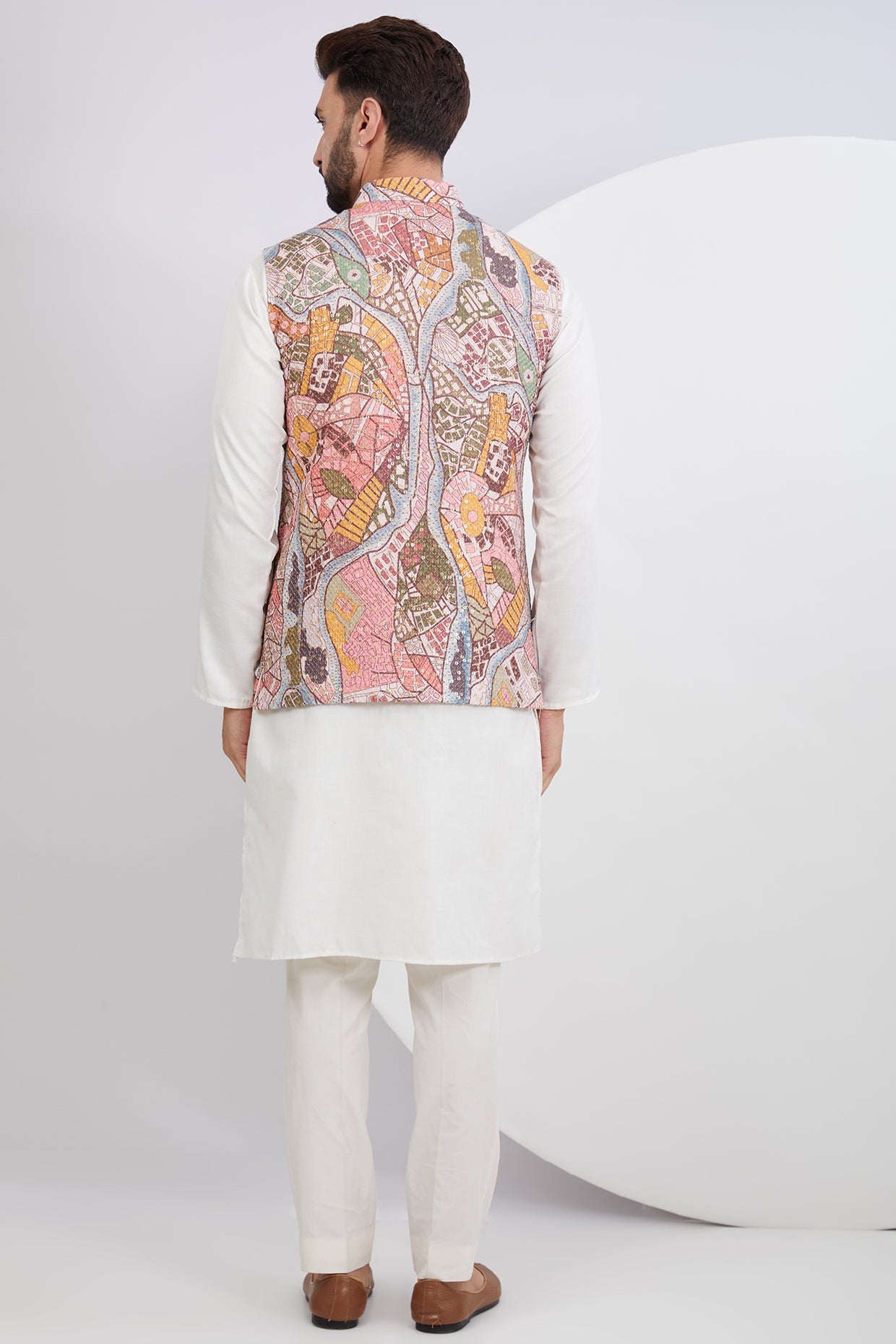 Abstract Embroidered Jacket on Print