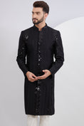 Load image into Gallery viewer, Signature Black Embroidered Sherwani with Intricate Sequins
