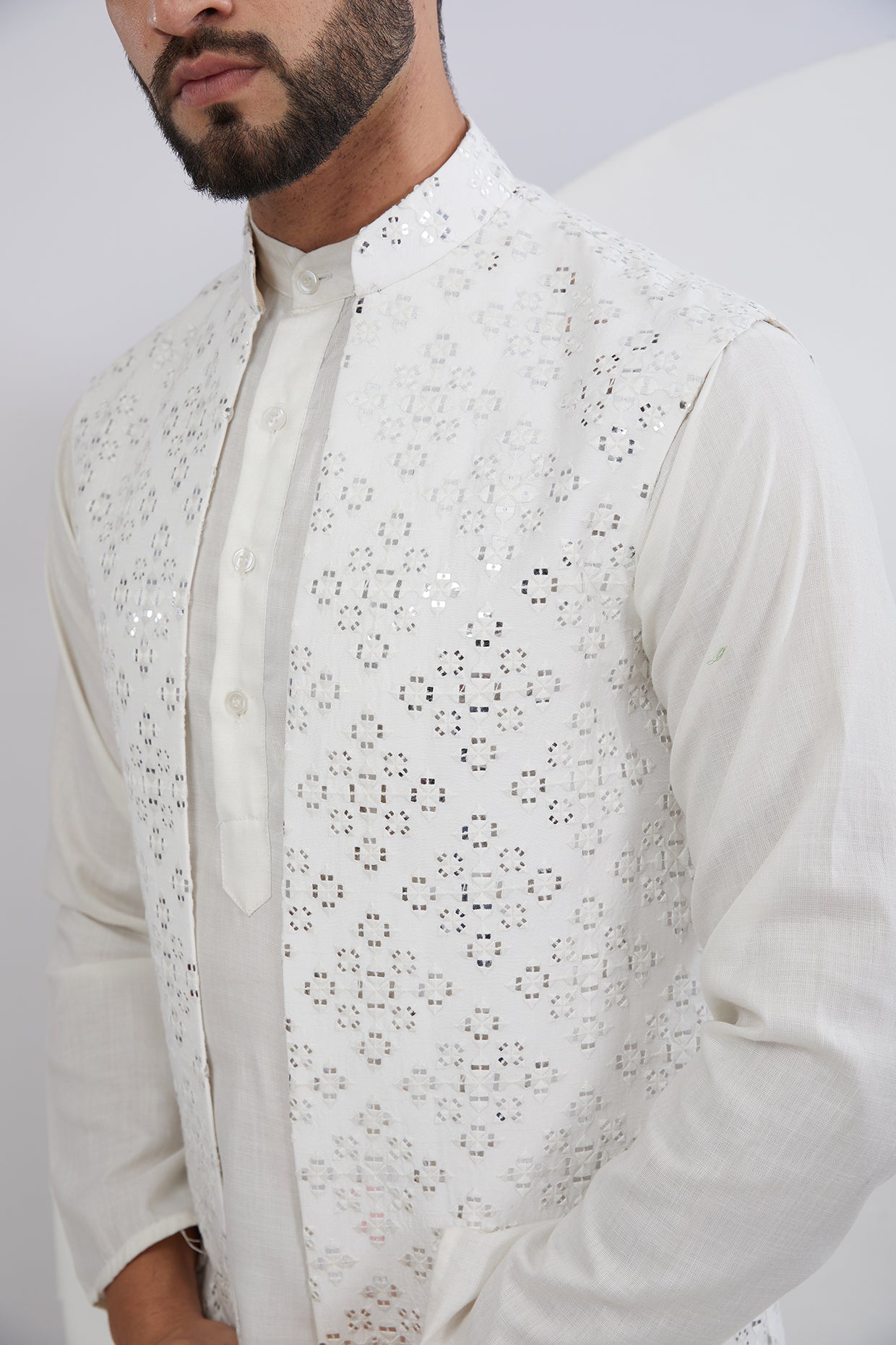 Classic Mirrorwork Long Open Shrug AGASHE