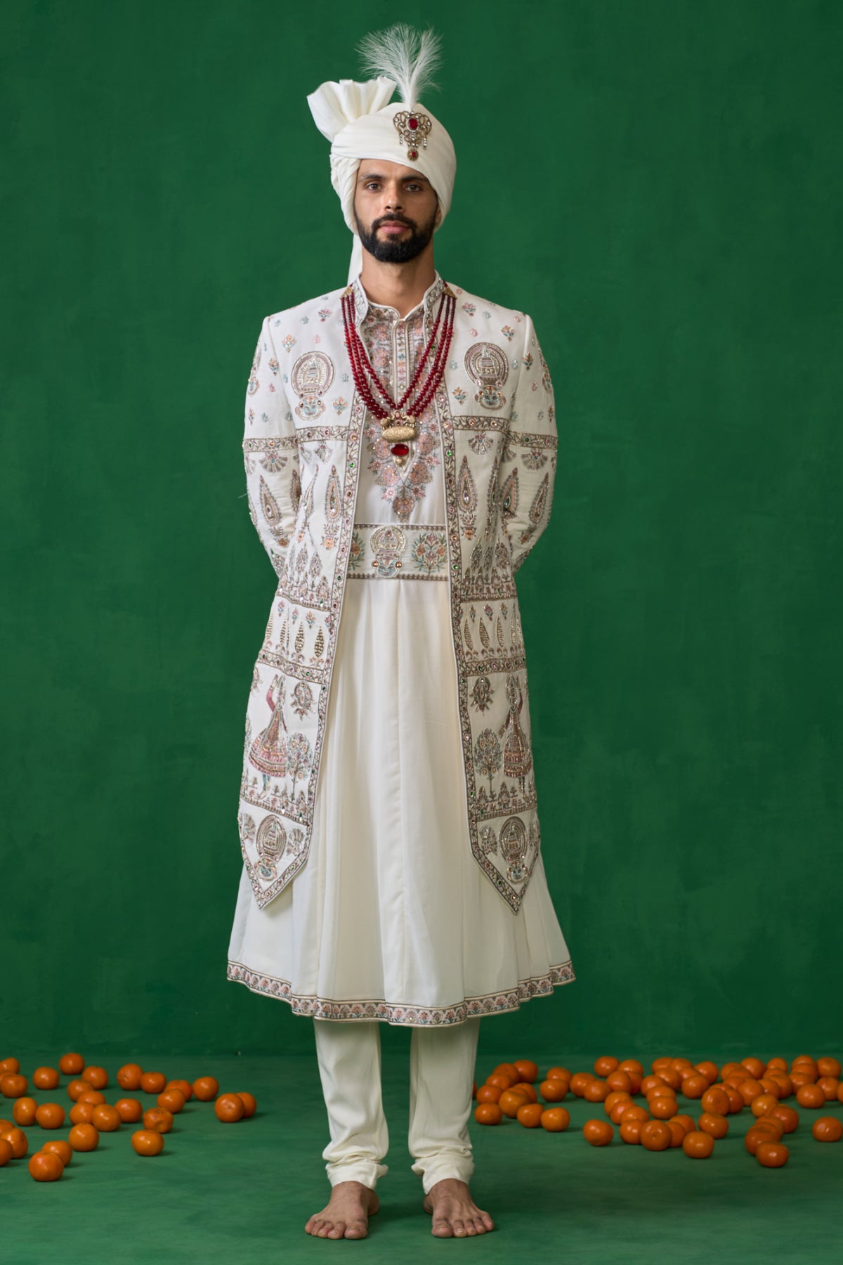 KATHAKALI BEIGE SHERWANI SET