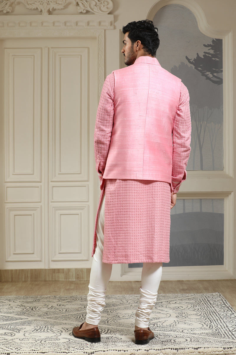 Pink Quilted Baagh Nehru Jacket Set
