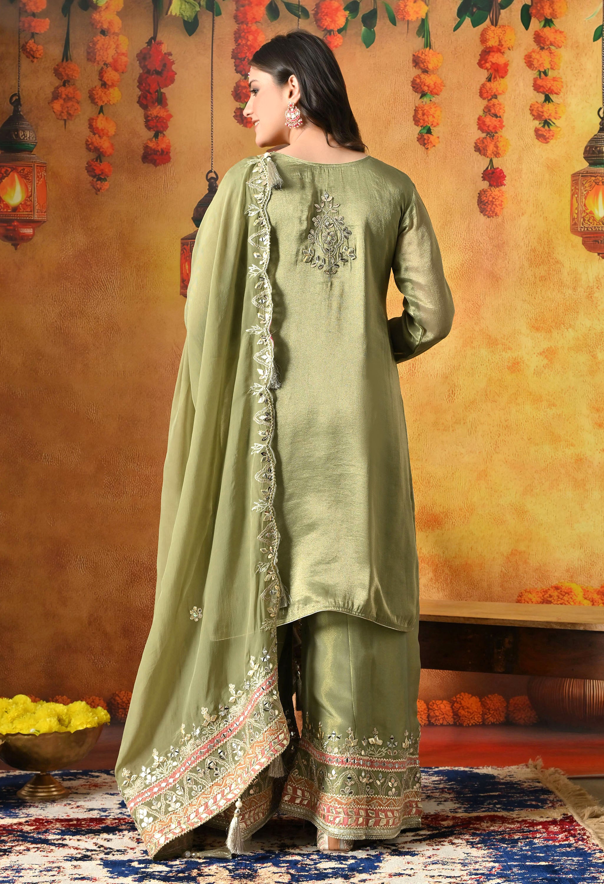 Green Gotta Work Sharara Set
