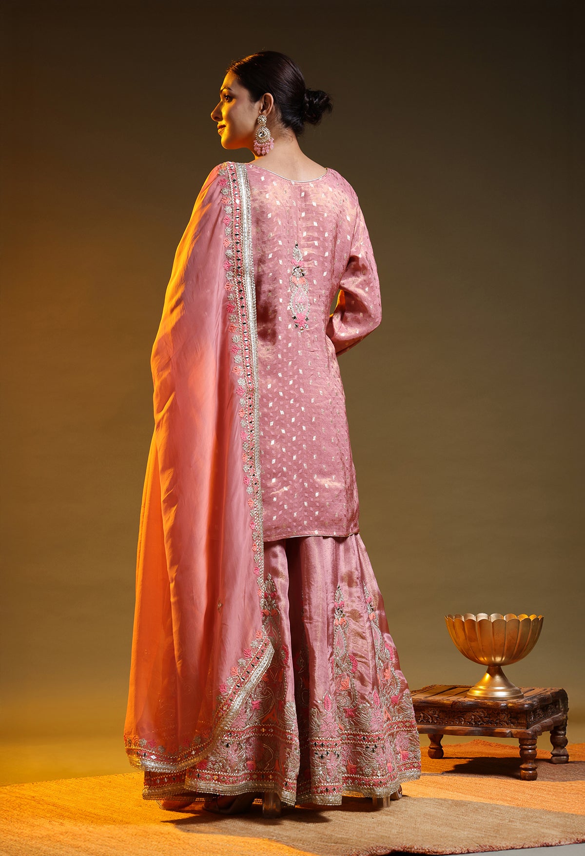 Peach Sharara Set
