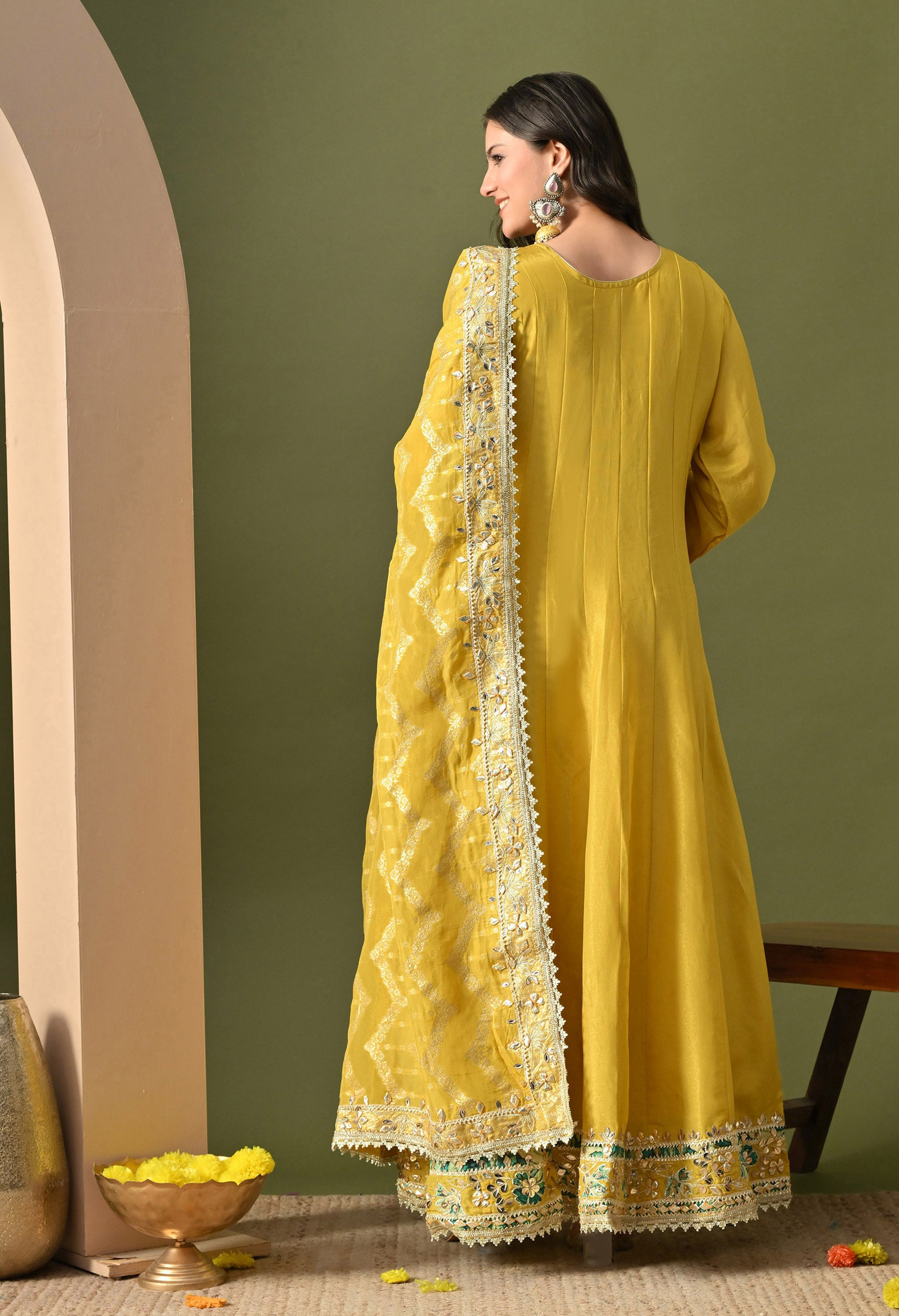 Yellow Gotta Work Anarkali Set