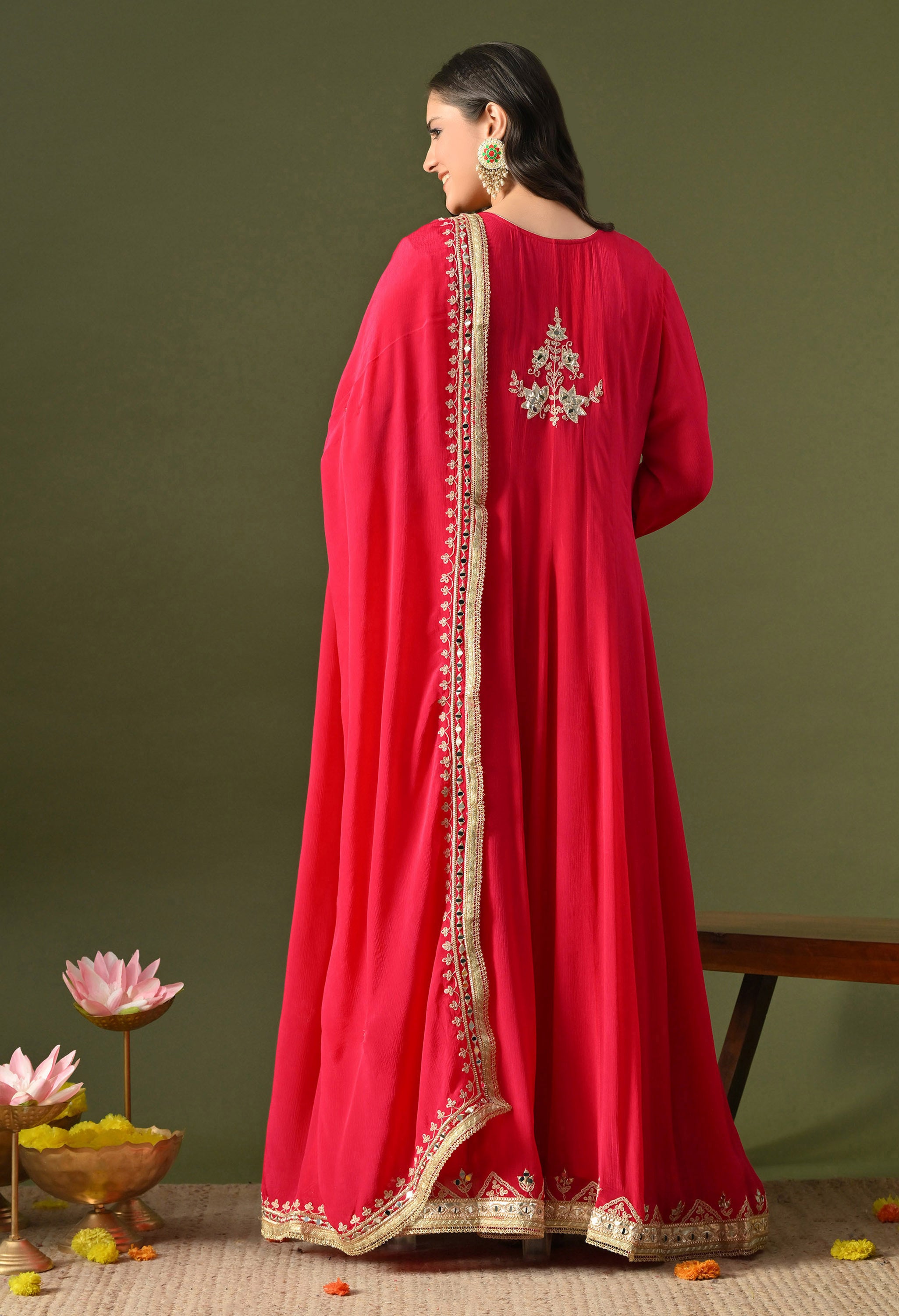 Hot Pink Gotta Work Anarkali Set