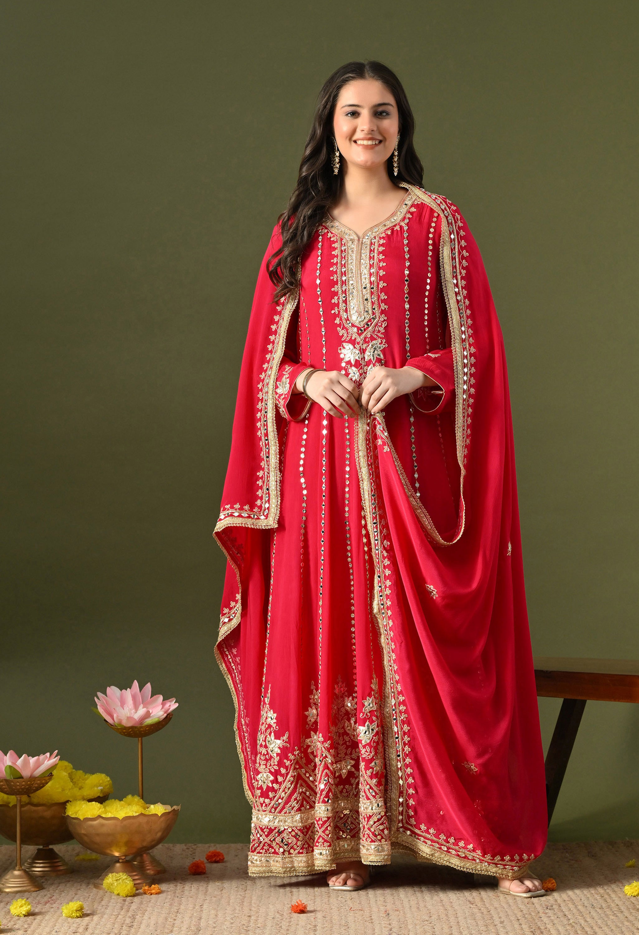 Hot Pink Gotta Work Anarkali Set