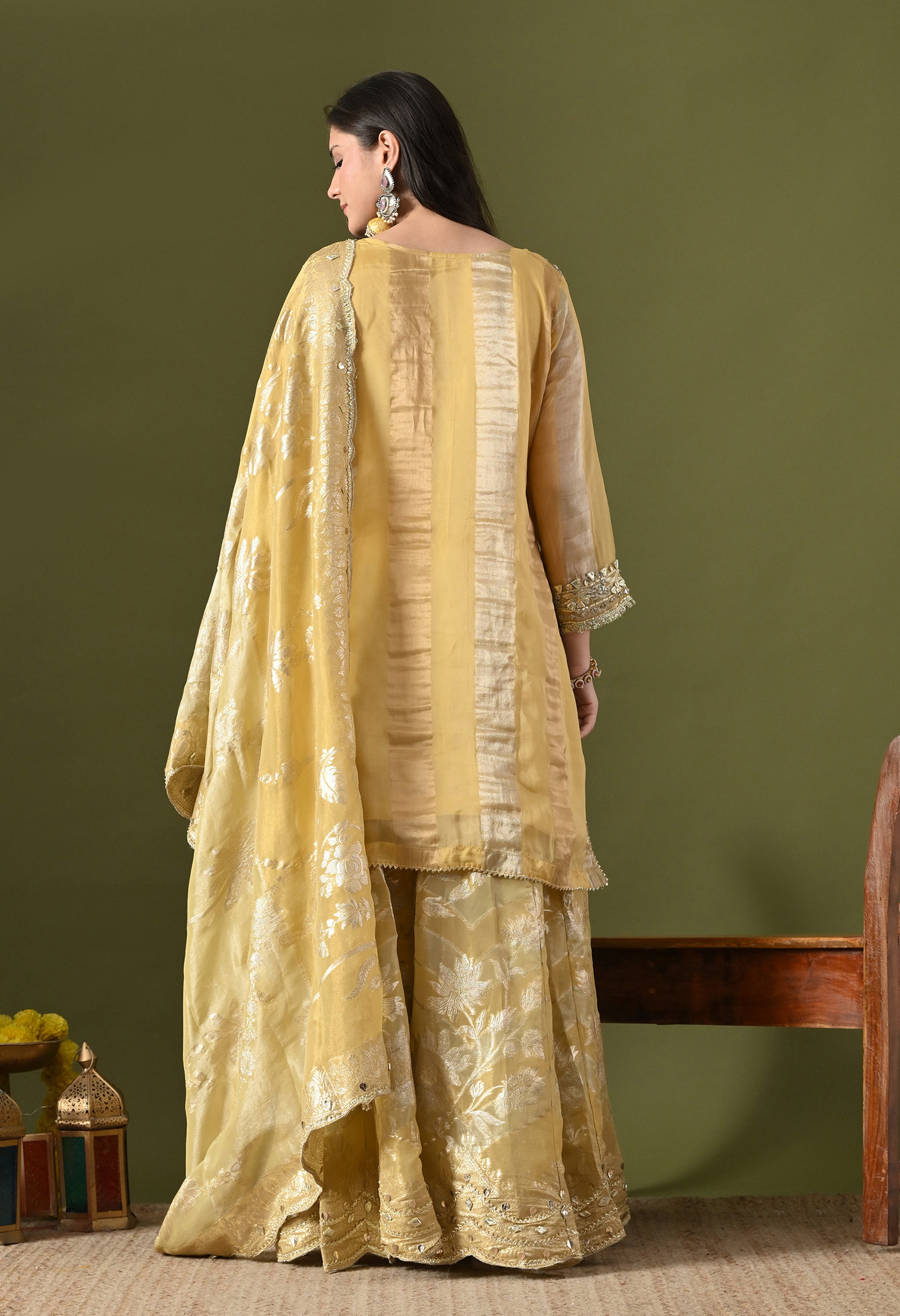 Light Yellow Sharara Set