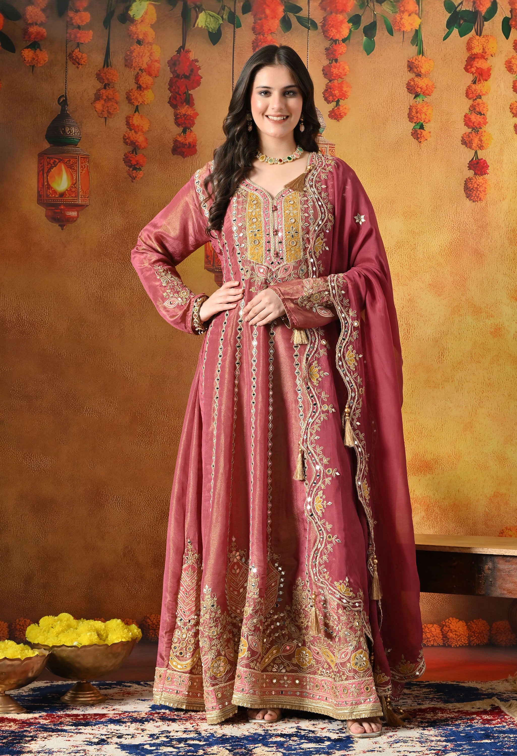 Purple Zardozi Embroidered Anarkali Set