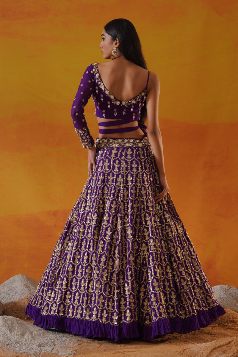 Purple Georgette Lehenga Choli Set