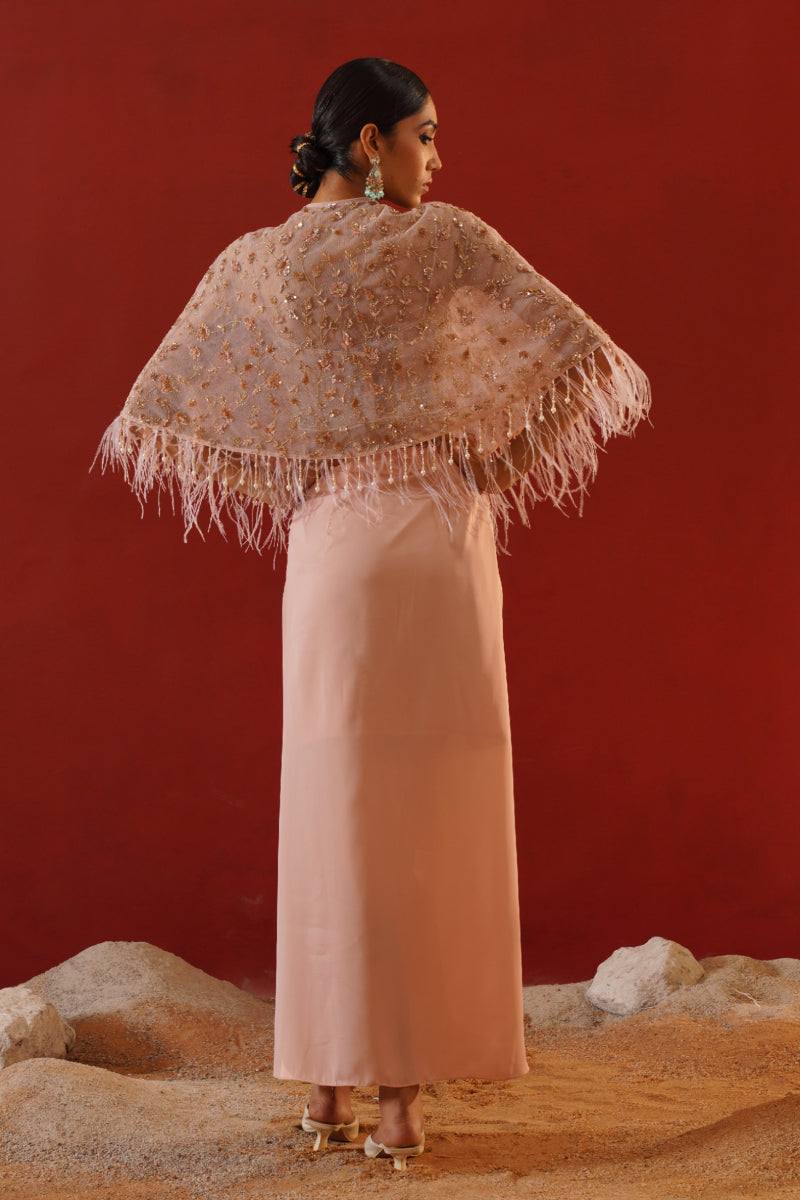 Blush Pink Satin Dhoti Set