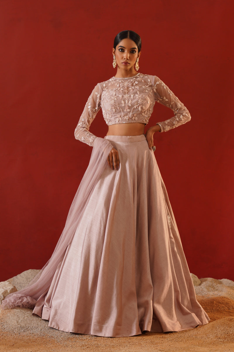 Blush Pink Dupion Silk Lehenga Choli Set