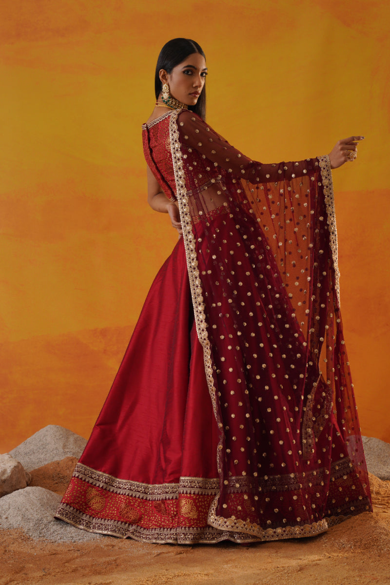 Maroon Tafta Silk Lehenga
Choli Set