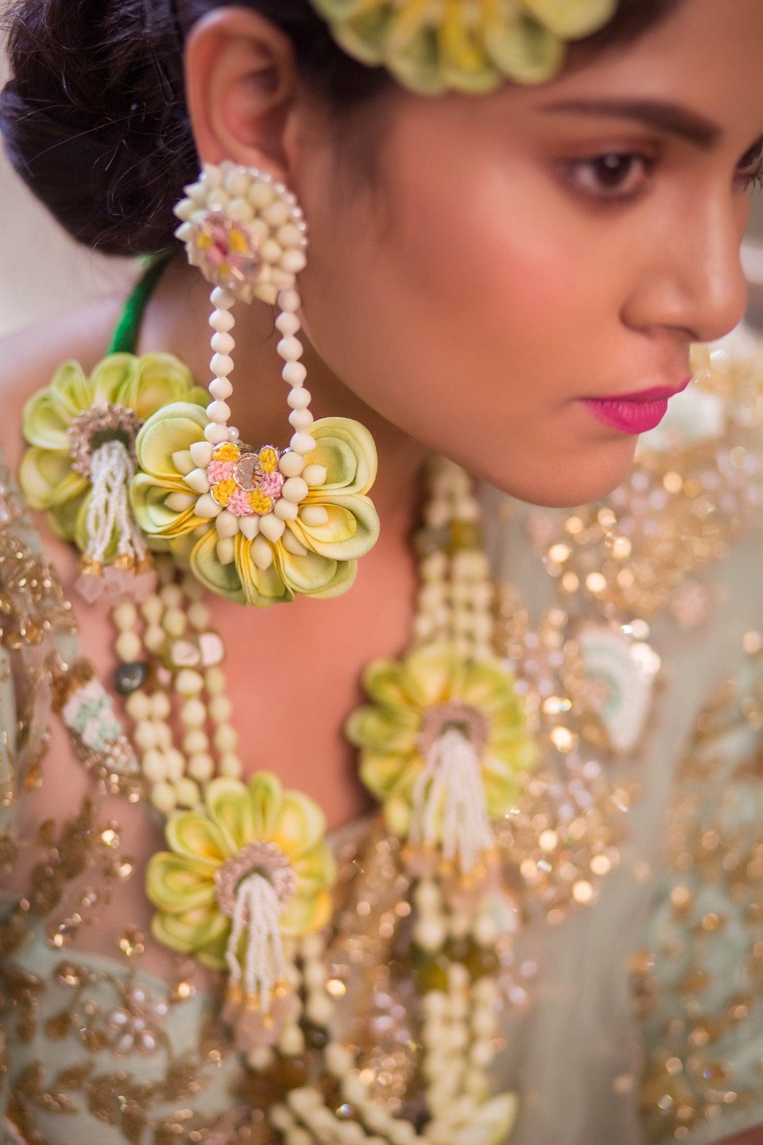 Floral Chandbali Jhumka Earrings