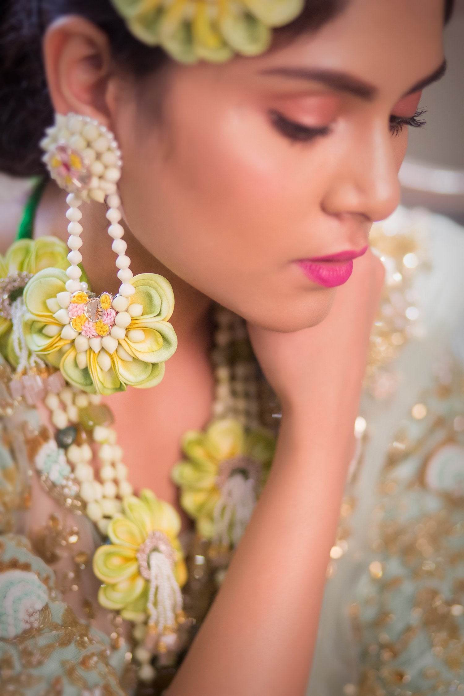 Floral Chandbali Jhumka Earrings