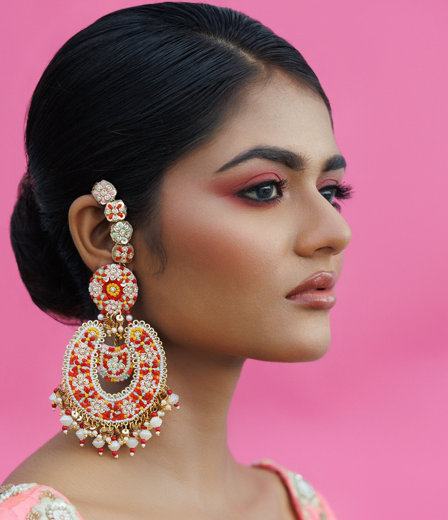 Modern Aesthetics Sasi Embroidery Chandbaalis With Trendy Earcuff