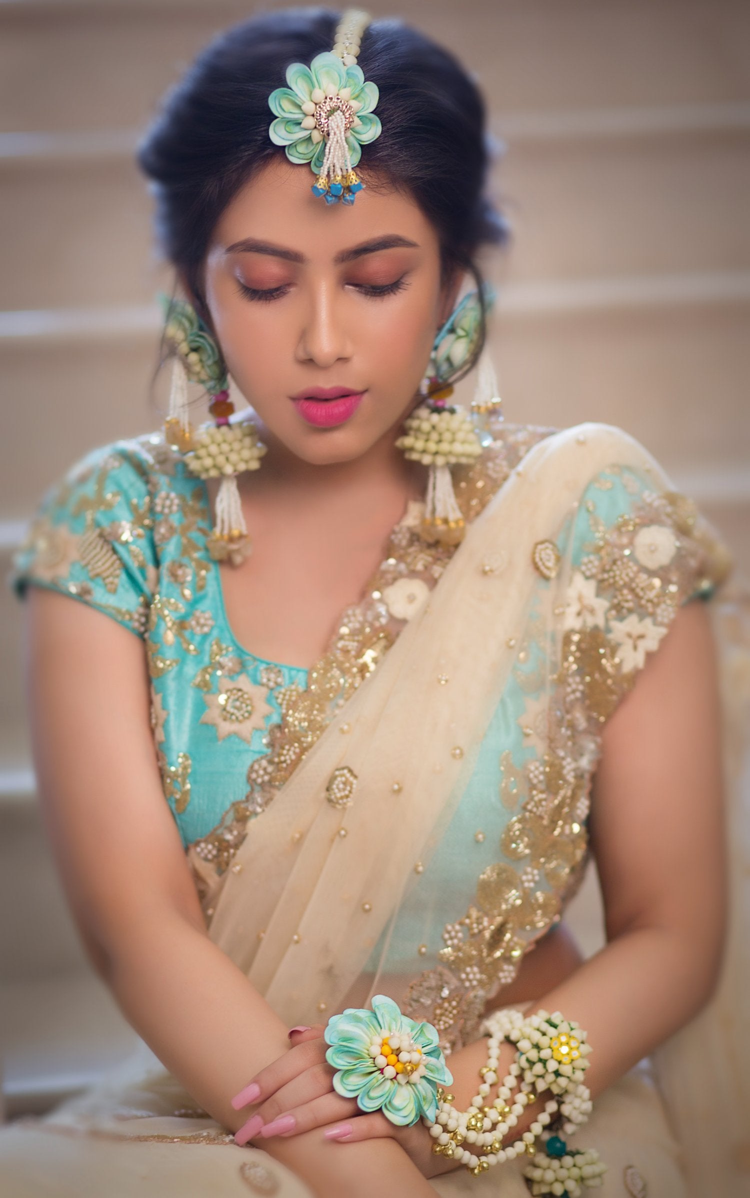 Floral Haldi Bridal Jewellery Tikka