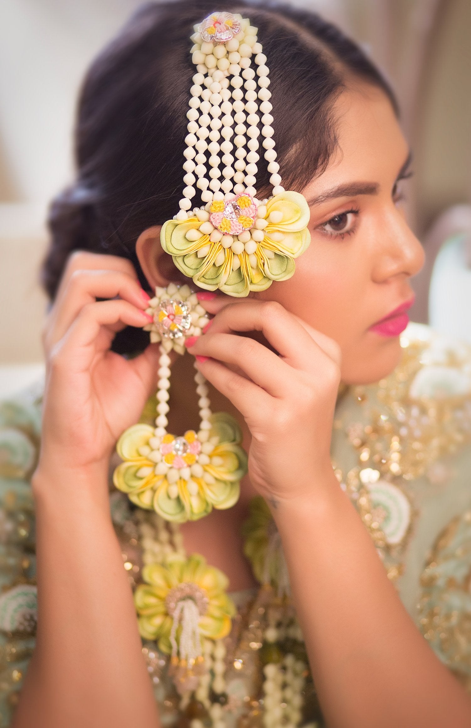 Lemon Zest Floral Bridal Earrings